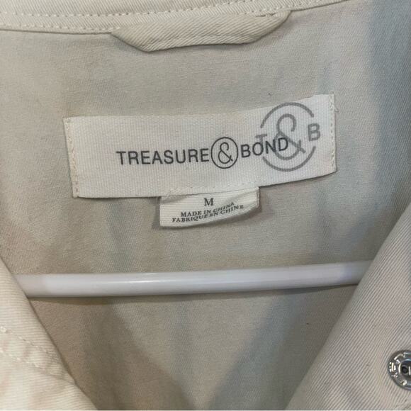 Treasure & Bond Stand Collar Cotton Twill Jacket Cream Size Medium - Picture 9 of 11
